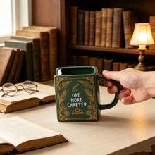 1pc 290ml/9.8oz Unique Book Shaped Ceramic Coffee Mug, "One More Chapter" Letter & Vintage Floral Print Novelty Coffee Tea Cup For Latte Milk Cocoa Tea, Perfect Gift For Book Lovers & Back To School - Multicolor - View 5