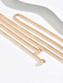 1pc Bohemian Corn Chain Long Multilayer Adjustable Y-Shaped Necklace, Suitable For Daily, Vacation, Party, Multifunctional Women Jewelry - Gold - View 4
