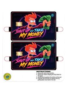 1/4pcs Less Talk, Take My Money Credit Card Skin Sticker, Waterproof, Anti-Fingerprint, Anti-Scratch, Suitable For Party, Birthday Gift. PVC Material, Anti-Fingerprint, Anti-Scratch, Wear-Resistant, Suitable For Men, Women, Couples, Applicable To Small Chip Cards, Credit Cards, Transportation Cards, Student Campus Cards And Personalized Customization. - A - View 6