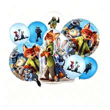 Cartoon Animal Balloon Set, Nick And Judy Foil Balloons, Printed Round Balloons And Latex Balloons, Birthday, Halloween, Thanksgiving, Christmas Holiday Home Scene Decoration Party Decor - As Shown In the Figure - View 3