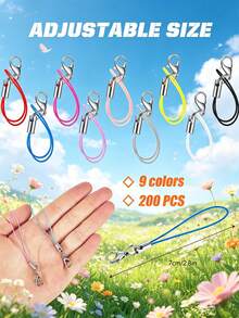 1 Pack 10/30/50/100/200/300/500/1000pcs Multicolor Black Pendant Rope Lanyard Lasso Hanging Rope Lobster Clasp Rope Keychain Hook Phone Set Pendant Jewelry Accessories - Black - View 11