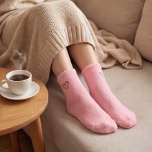 5 Pairs Heart Embroidery Socks, Cute Warm Fluffy Thick Mid-Calf Socks, Suitable For Autumn/Winter, Women's Hosiery And Socks, Random Color - Multicolor - View 8