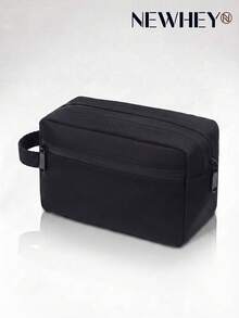 NEWHEY Men's Dopp Kit Travel Toiletry Organizer, Portable Handheld Shaving Storage, Dual Zipper Layered Design, Multi-Functional Cosmetic Case, Business Trip - Black - View 1