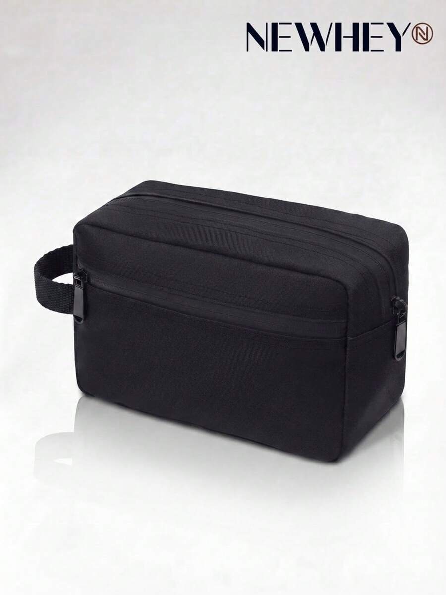 NEWHEY Men's Dopp Kit Travel Toiletry Organizer, Portable Handheld Shaving Storage, Dual Zipper Layered Design, Multi-Functional Cosmetic Case, Business Trip - Black - View 1