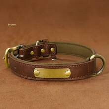 PU Leather Dog Collar, Personalized With Engraved Nameplate, Comfortable Lining And Vintage Metal Buckle, Comfortable And Fashionable, Soft And Durable Leather Collar, Suitable For Walking, Training, Hunting And Running - Multicolor - View 19