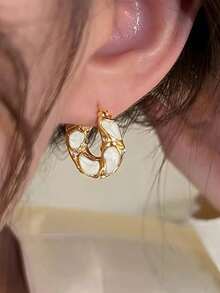 10pcs Vintage Elegant Geometric Water Drop Multi-Element Women's Resin Earrings Set, Versatile For Daily Wear, Great Gift - Multicolor - View 4