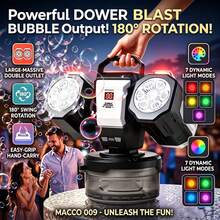 Rechargeable Bubble Machine With Built-In RGB Lights, Creates 30,000 Bubble Storm, 360° Automatic Rotation, Remote Control Operated, Battery Level Display, Perfect For Weddings, Kids Parties, Outdoor Entertainment - Black - View 8
