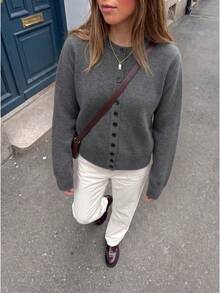 GIGOGOU Autumn/Winter Fashion Women's Knit Casual Cardigan, Soft & Comfortable Long Sleeve Sweater Jacket - Grey - View 7