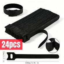 1/20/50/80入可重複使用黑色可調式6英吋（約15.2cm）魔鬼氈束線帶，多用途理線帶，適用於居家、辦公室、數據中心收納整理 - A - 查看 9