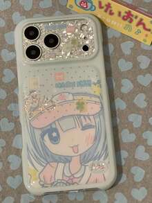 Blue Anime Girl Phone Case Compatible With Iphone 17 Pro Max, New 16 Pro, 15 PM, Japanese Style, Premium Feel, Anti-Drop Protective Cover For IPhone 17 Pro, 17/16, 15 - Baby Blue - View 2