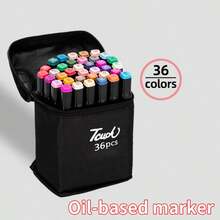 36pcs Marker Pen Art Set Bagged Watercolor Pens Student Dual-Tip Anime Drawing Oil-Based - Black - View 12