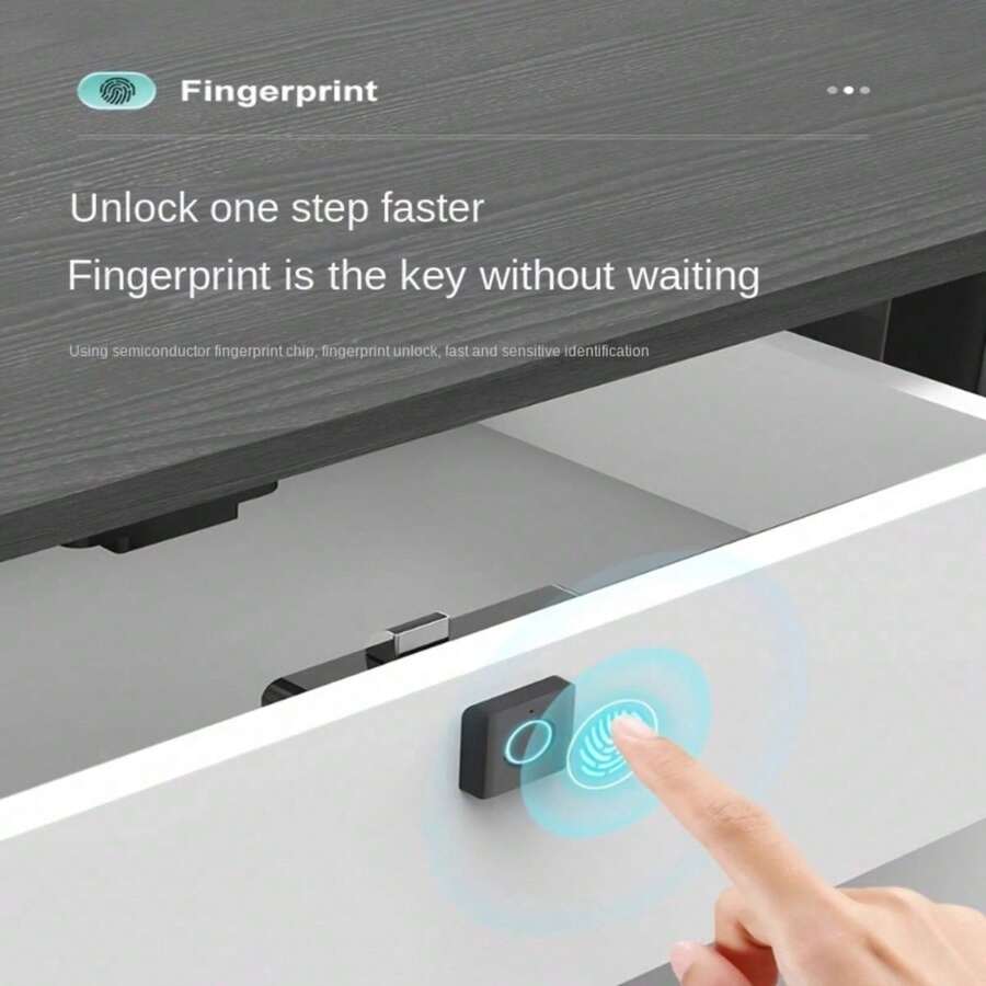 Fingerprint Biometric Drawer Lock - Anti-Pry Anti-Theft, 1 Second Fast Identification, Easy Installation Without Tools, Suitable For Various Cabinets (Home/File Cabinet/Shoe Cabinet/Double Door Cabinet) | AAA Battery Powered [This Product Does Not Include Batteries.]