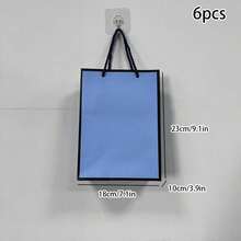 5pcs Blue Gift Bags With Ribbon Handles And Black Edges, Lightweight Foldable Vertical Bags, Suitable For Weddings, Retail, Parties, Birthdays And More - Blue Background With Black Border - View 8