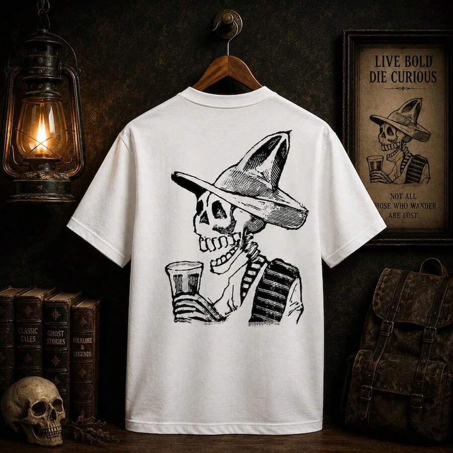 Camiseta de José Guadalupe Posada, Artista Mariachi, Día de Muertos, Revolución Mexicana - Blanco - Ver 1