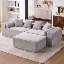 Modular Sectional With L-Shaped Lounge Chair, Cloud Sofa, Living Room - Grey - View 5