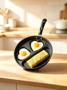 MiLaiWP [Stainless Steel Healthy Fryer] Stainless Steel Fryer 4-Hole Pancake Pan - Healthy Cooking, Indoor/Outdoor Use, No Power Required, Suitable For Induction Cooktop, Kitchen Pot (Black) - View 2