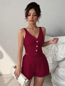 Women Two-Piece Outfits - Burgundy - View 3