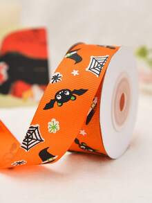 1 Roll (10 Yards/9 Meters) Halloween Decorative Ribbon – Satin Ribbon For Bows And Gift Wrapping; Suitable For Gifting, Halloween Decor, Home Decoration, And Halloween Parties - Multicolor - View 7