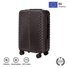 W WINGS مجموعة حقائب سفر 4 قطع مع حقيبة مقصورة، حقيبة متوسطة، حقيبة كبيرة وحقيبة تجميل | 100% بولي كربونات، عجلات 360°، قفل - الأسود - مشاهدة 4