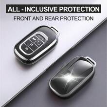 TRTY 1PC Luxury Gold Decor Soft TPU Car Key Cover, Compatible With HR-V CR-V ZR-V BREEZE Pilot Accord Civic Passport Odyssey, Elysion 4-Button And 5-Button Smart Remote Key Shell, HOLD Support Car Finder Alarm, Anti-Drop Key Fob Protective Case, Fits Original Car Key Shape, Car Key Accessories - Civic Key Cover - View 5