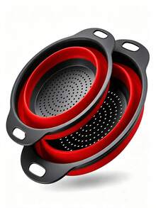 1 Pieza Cesta De Colador Portátil Plegable De Fregadero Para Cocina, Escenario Al Aire Libre - Rojo - Ver 1