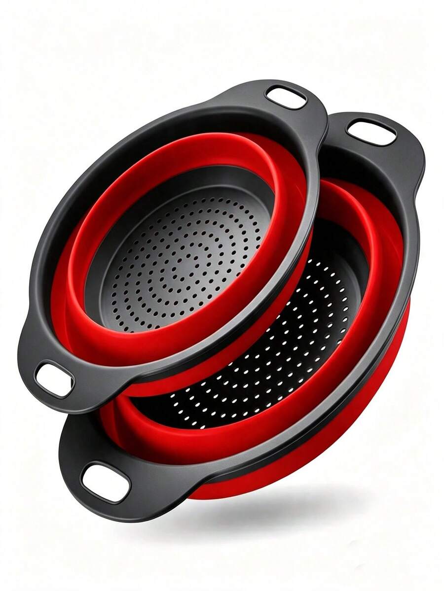 1 Pieza Cesta De Colador Portátil Plegable De Fregadero Para Cocina, Escenario Al Aire Libre - Rojo - Ver 1