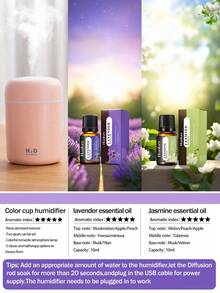 Mini USB Humidifier 300ML With Colorful LED Night Light, Portable Cool Mist Air Humidifier & Essential Oil Diffuser, Quiet Desktop Aroma Diffuser With 4/8H Timer, Small Personal Humidifier For Bedroom, Office, Home, Car Decoration - Cylinder - View 20