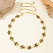 1pc Western Belt Vintage Women's Carved Buckle Blackened Textured Metal Waist Chain, Matches Western Style Jeans, Plus Size, Spring Summer Autumn Winter - Gold - View 20