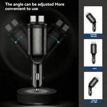 5-In-1 Retractable Car Charger, Extendable Cable, Compatible With Type-C And USB Ports, Digital Display, Charges Up To 5 Devices Simultaneously, Suitable For Most Vehicles - A - View 4