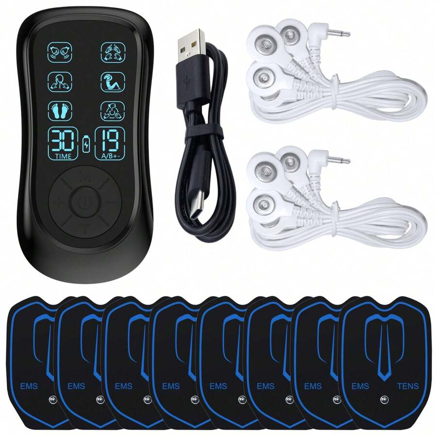 Masajeador de pulso TENS de doble salida, tecnología de masaje de pulso EMS, 6 modos de masaje, 19 niveles de intensidad, masajeador de pulso de frecuencia media-baja, almohadillas lavables de piel amigable para todo el Body, electrodos de terapia de área, batería recargable de larga duración, masajeador de - Verde militar - Ver 1