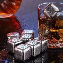 3/9pcs Stainless Steel Whiskey Ice Cubes, Suitable For Cocktails, Wine And Beverages, Square Ice Stones, Reusable Ice Cubes, Beer Cooling Tool, Durable Ice Balls, Home Use - View 5