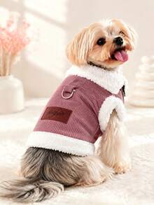 1pc Fleece Zipper Pet Dog Vest Jacket Autumn/Winter Warm Pets Clothes Retro Corduroy Dogs Sweater Suitable For Puppy Small Medium Dogs - Multicolor - View 5