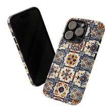 Portuguese Vintage Ceramic Mosaic Pattern Tile Durable Protective Case| IPhonePRO Max Plus 16 15 14 13| Pixel 9 8 7| Galaxy S 25 24 23 22 Ultra - 白色 - 查看 4
