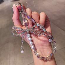 Crystal Butterfly Decor Phone Lanyard, Delicate Beaded Wrist Strap, Outdoor Travel Shopping Anti-Lost Phone Holder, Fashionable Phone Case Hanging Rope - Multicolor - View 22