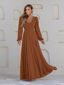 Scarlet NM Nana Marie Terracotta Long Dress Women's Terracotta Dress - 鏽棕色 - 查看 8