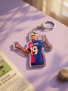 1pc/4pcs Yamal Football Star Themed Acrylic Keyring Packs, Includes Barca And Spain National Team Classic Jerseys And Art Designs, High Transparency Material, Fashionable Bag Charm, Suitable For Back To School, Gift For Football Fans, Exquisite Collection, All Season - Multicolor - View 6
