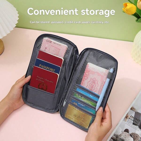 1 Peça Carteira de Passaporte de Viagem de Alta Qualidade com Zíper, Compartimentos para Cartão de Identidade/Crédito e Bolso para Telefone, Organizador de Documentos Xadrez Preto & Branco, Bolsa de Armazenamento de Silicone Portátil Dobrável e Segura, Porta-Passaporte Essencial para Todas as Estações para Casa, Viagem e Férias