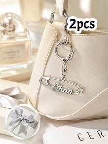 Custom Pin Shaped Keychain, Chic Personalized Keychain For Bags, Customized Name Charm, Customizable Keychain Accessories, Birthday Gift, Family - Style a - View 10