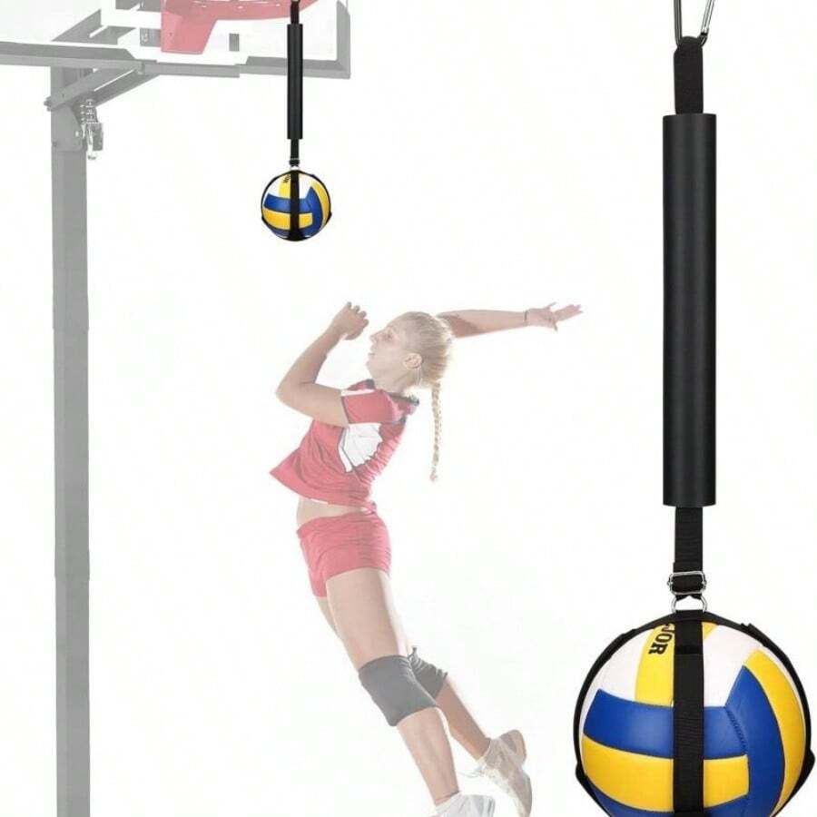Black Volleyball Jump Trainer, Adjustable Hanging Height Assist Device, Rotating Waist Belt, Pitching & Spiking Training Strap - A - View 1