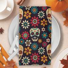2/4/48pcs Halloween Series Candy Skull Floral Pattern Printed Kitchen Towels - Super Soft, Absorbent Polyester Dishcloths And Hand Towels, Perfect For Holiday Decor, Kitchen Decor, Party Decor - Multicolor - View 7