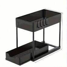 1pc Single Layer Pull-Out Storage Rack, Under Sink Drainage Storage Rack With Hooks, Kitchen Storage Drawer, Easy To Disassemble And Clean Storage Rack - Multiple Colors - View 10
