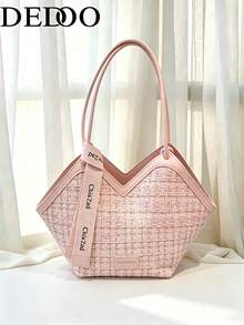 Dedoo Bolso de mano texturizado nuevo estilo europeo y americano versátil bolso de hombro diseño de moda (patrón de bufanda, estilo y color enviados al azar) - Rosa - Ver 7