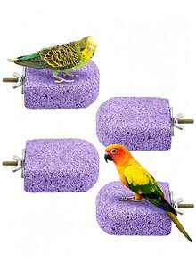 1pc Bird Beak Grinding Chew Toy Parrot Calcium Perch Bird Stand Platform Cage Accessory Suitable For Lovebirds, Budgies, Sun Conures, Cockatiels, Finches - A+B - View 7