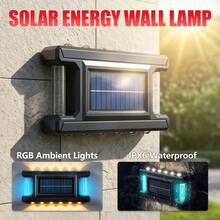 1/4PCS Solar Powered RGB Outdoor Wall Light Auto On/Off Sensor Up Down Lighting Waterproof Wall Sconce For Garden Fence Patio Decor - Solar Wall Lamp - View 9