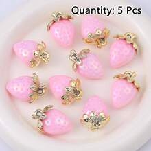 5pcs Cute Multicolor Strawberry Acrylic Pendant Handmade DIY Jewelry Pendant Material Necklace Bracelet Accessories - Acrylic Strawberry Pendant - View 16