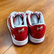 A BATHING APE 經典星形 Logo BAPE STA 低筒中性休閒運動球鞋 - 白紅鏡面 - 查看 2