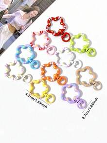 5/10/20/30pcs Random Color Flower Keychain, Double-Sided Enamel Spring Key Ring With Trigger Hook, Suitable For Handmade & Jewelry Making, Car Accessories, Bag Charms, School Cute Gothic Y2K Bag Decor, Lanyard With ID Card Holder, Car Accessory Bag Charm - Flower Keychain - View 9