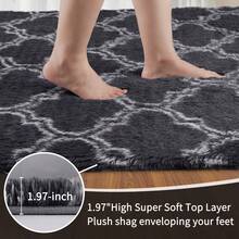 EDIMENS Runner Rug Hallway 300cm Long, Non Slip Runner For Hallway Black, Washable Bathroom Runner Rug For Kitchen, Fluffy Area Rugs For Hallway, Living Room, Bedroom, Bathroom, Bedside Rug - Dark Grey Lantern Pattern - View 6