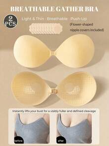 1-2pcs Breathable Round Cup Bra, Wireless Thick Padded Cups, Lift Up Bust, Seamless Invisible Design, Suitable For Wedding Dress, Formal Occasions And Tank Top Matching - Multicolor - View 16