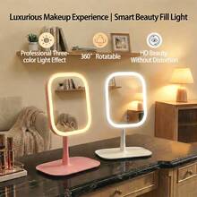 LED 3-Color Light Makeup Mirror With 3 Lighting Modes, Adjustable Brightness, Smart Touch Screen, USB Rechargeable, High Definition Makeup Mirror, Suitable As Birthday, Valentine's Day, Mother's Day And Christmas Gift - Multicolor - View 9